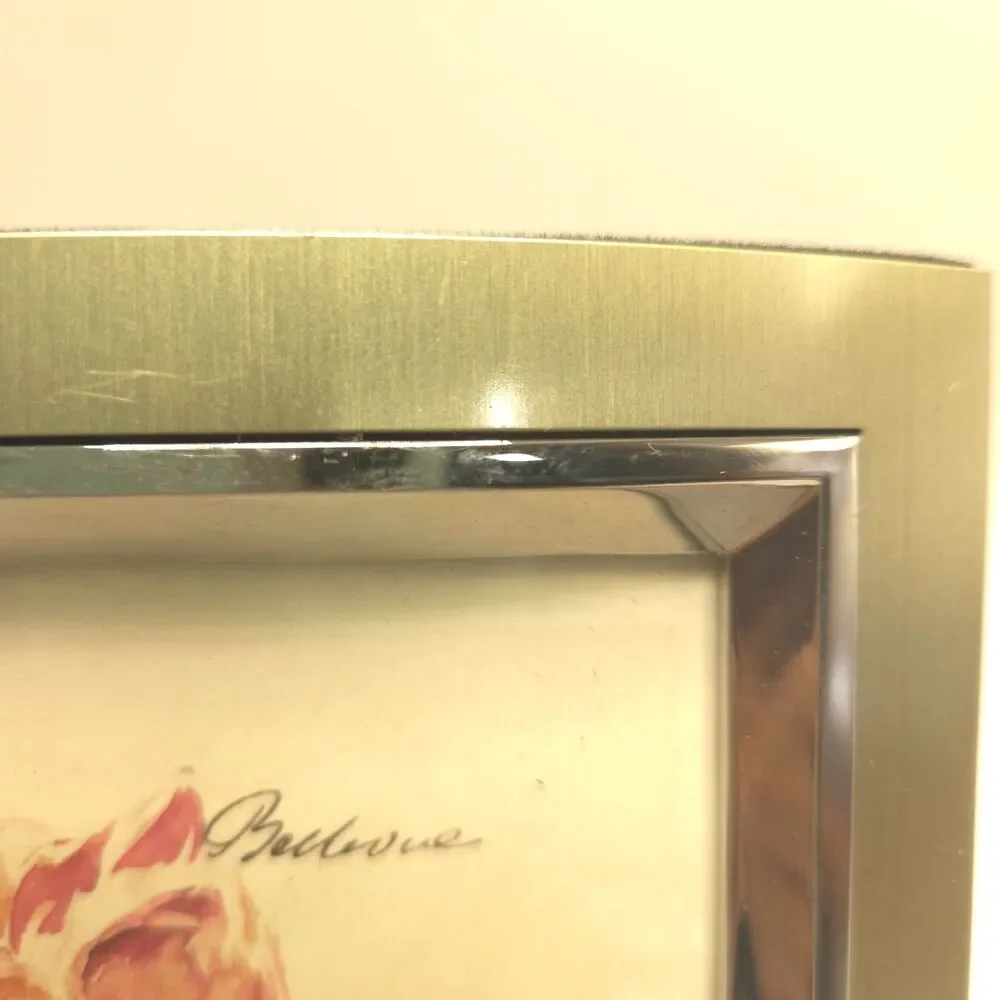 Brushed Gold & Silver Tone Curved Photo Frame 4x6 Tabletop